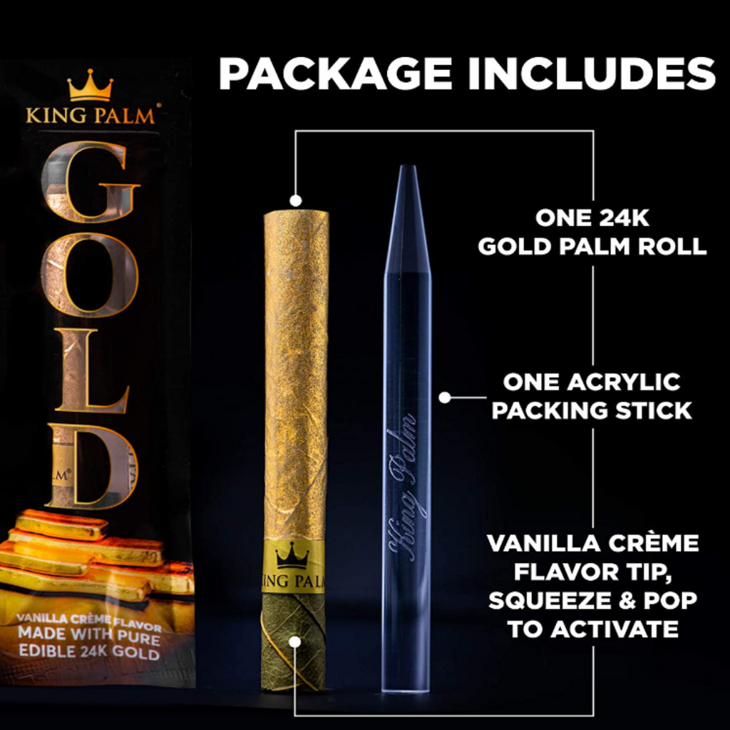 King Palm Gold Vanilla Crème — mini roll premium con barra acrílica