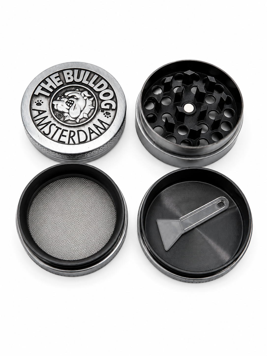 Grinder The Bulldog Amsterdam 40mm 4 Piezas | Logo en Relieve Colector Kief – Comprar en México