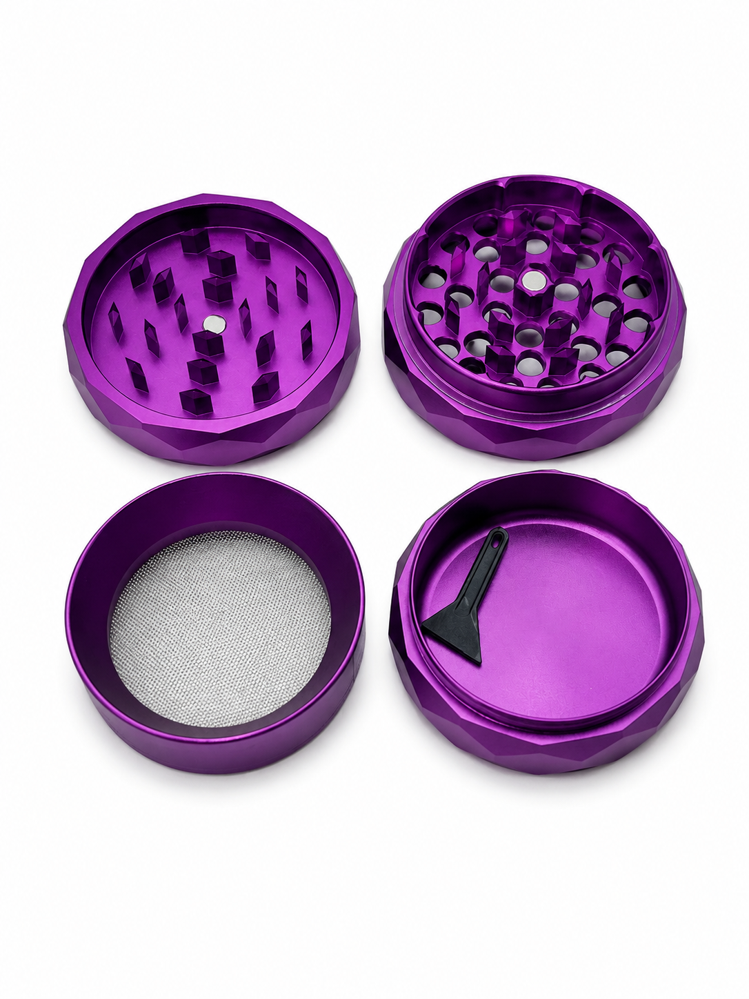 Grinder Diamond Purple 63mm 4 Piezas | Moledor Facetado Aluminio – Comprar en México