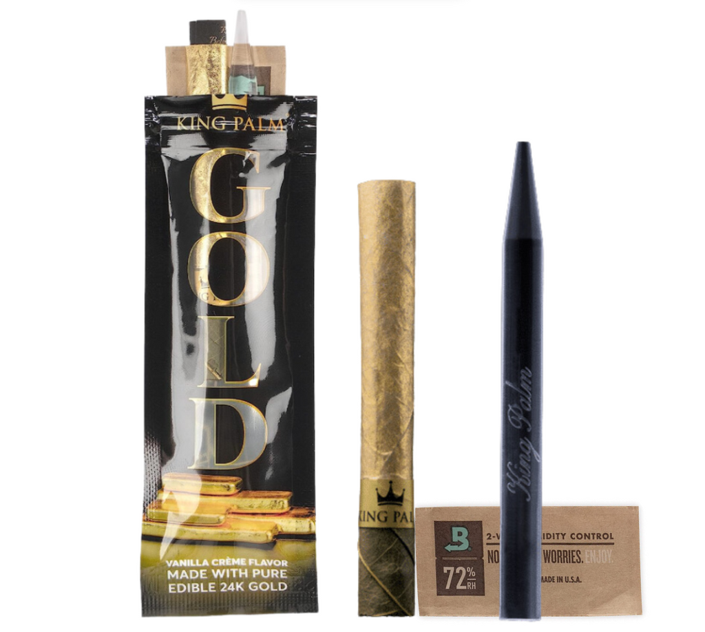 King Palm Gold Mini Roll Vanilla Crème — Blunt de oro 24K con hoja orgánica