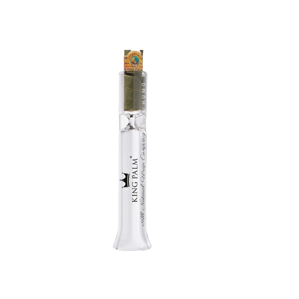 King Palm Glass Chillum - Display 24 piezas Black y Clear