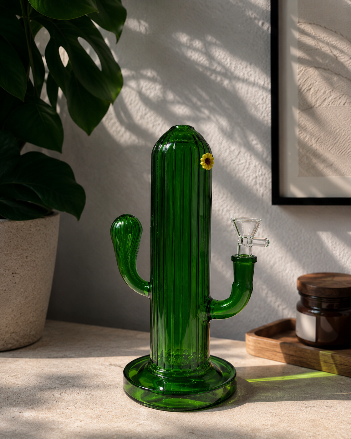 Bong Saguaro Bloom | Diseño Cactus Cristal Borosilicato 23cm – Comprar en México