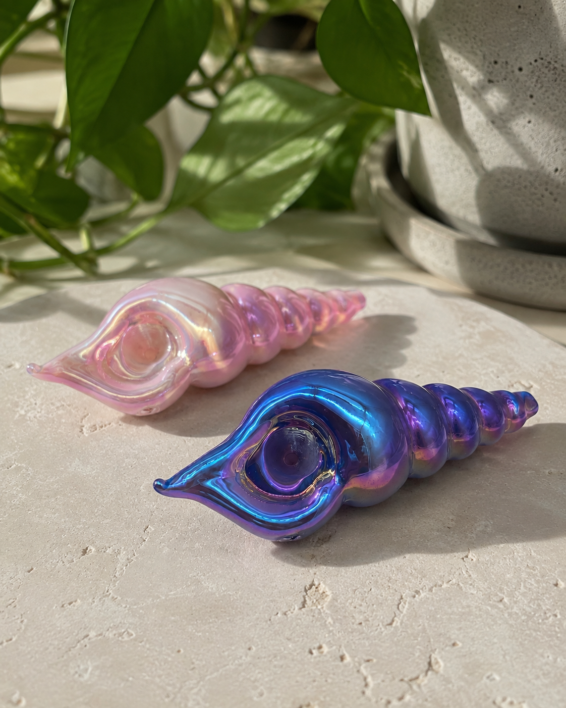 Pipa Caracola Mágica Iridiscente | Cristal Borosilicato 12cm – Comprar en México