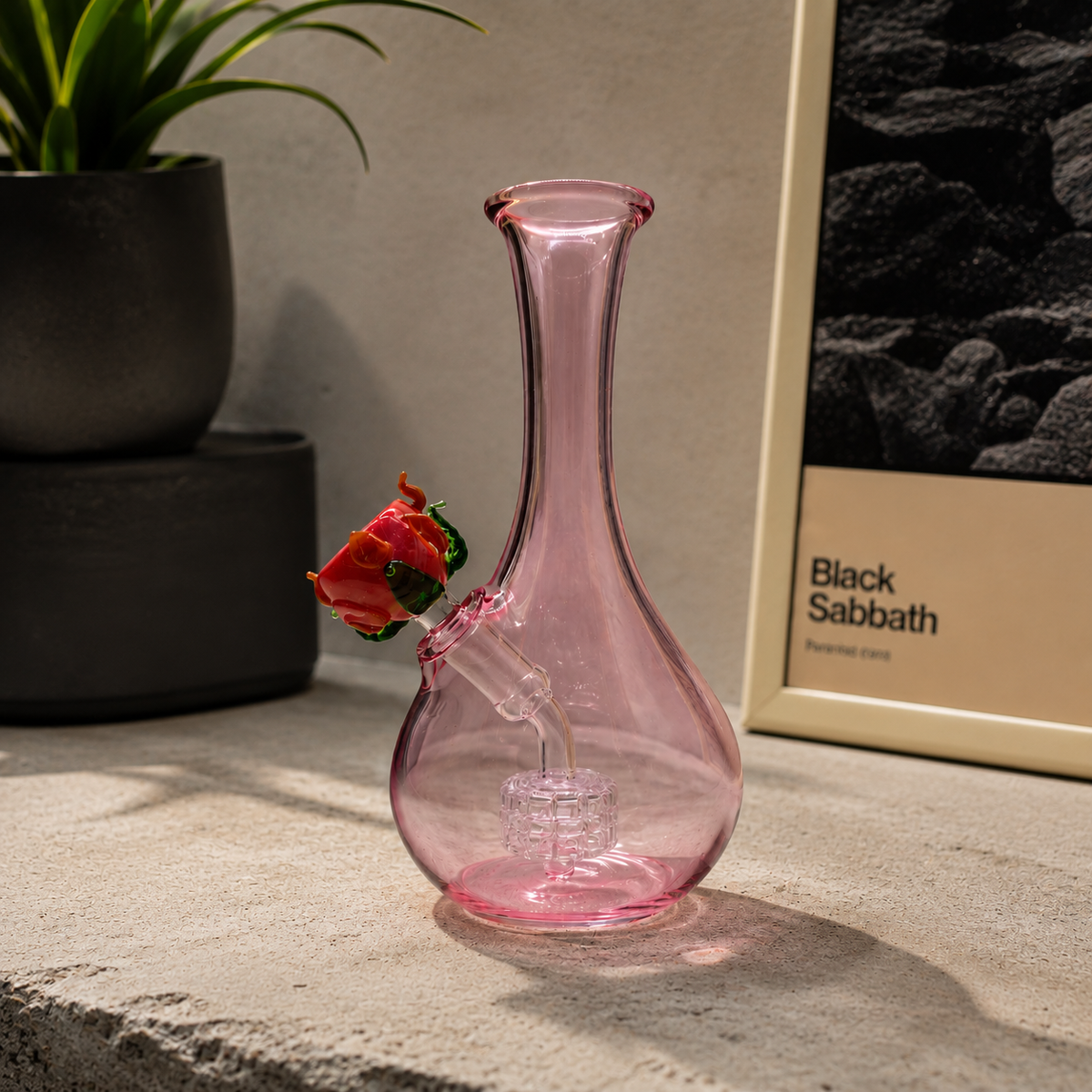 Bong Bloom Mirage | Florero Discreto Bowl Rosa 14mm Cristal Borosilicato 19cm – Comprar en México